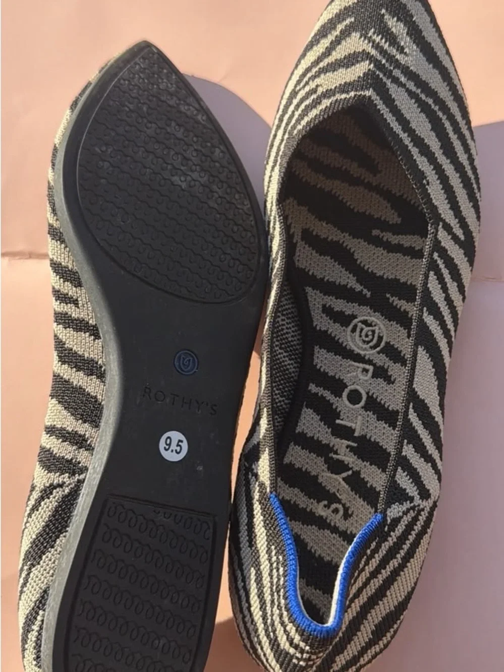 Rothy’s Zebra-Print Pointed Toe Flats - Black & White